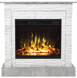 Камінокомплект Aflamo VIGO Бетон Білий + LED 60