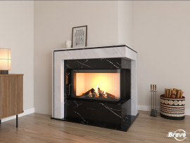 Портал для кутового каміну Каунас (Polaris + Nero Marquina)